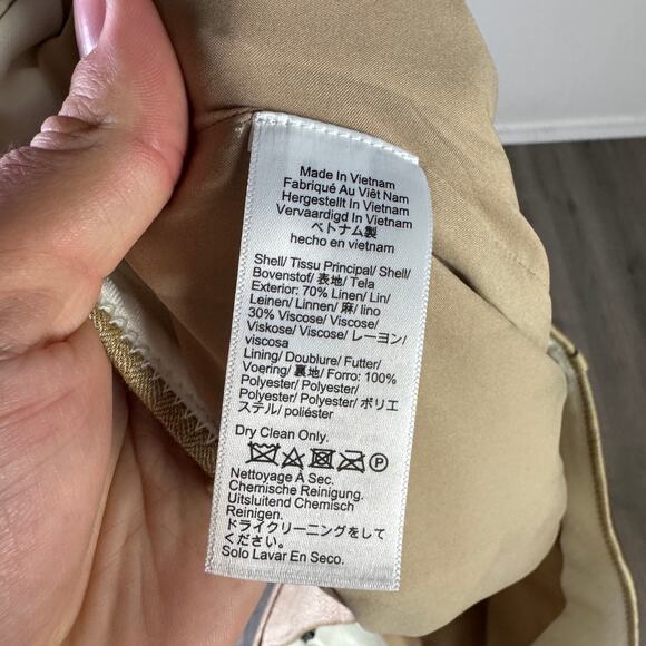 J Crew Portia Herringbone Linen Blend Pants US Women's 14 Tall New - Picture 6 of 7